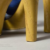 Wooden mules with navy canvas straps